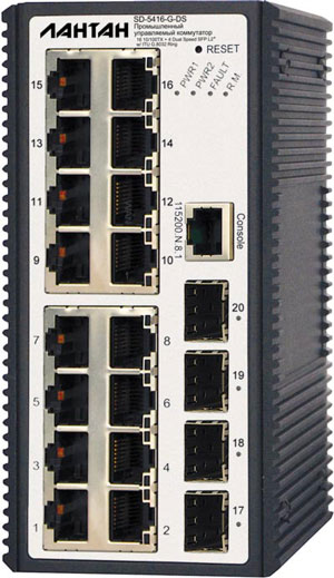 SD-5416-G-DS: промышленный коммутатор «ЛАНТАН» «пятитысячной» серии, уровня L2+